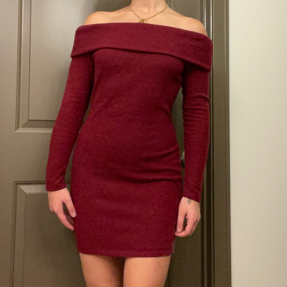 Red long sleeve mini dress, size medium